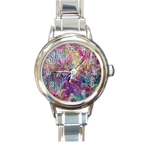 Melting patterns Round Italian Charm Watch from ArtsNow.com Front