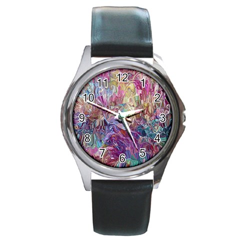 Melting patterns Round Metal Watch from ArtsNow.com Front