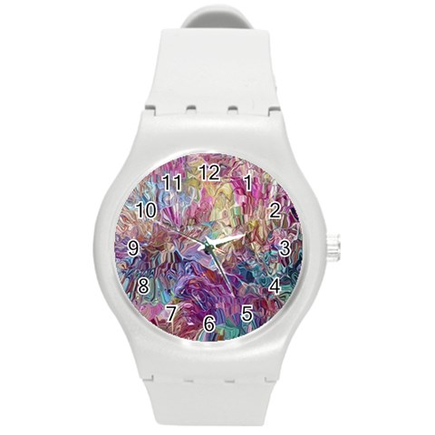 Melting patterns Round Plastic Sport Watch (M) from ArtsNow.com Front