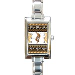 African Women Pattern Seamless Style Rectangle Italian Charm Watch