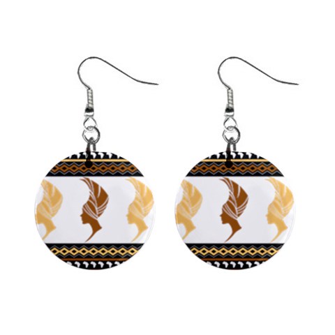 African Women Pattern Seamless Style Mini Button Earrings from ArtsNow.com Front