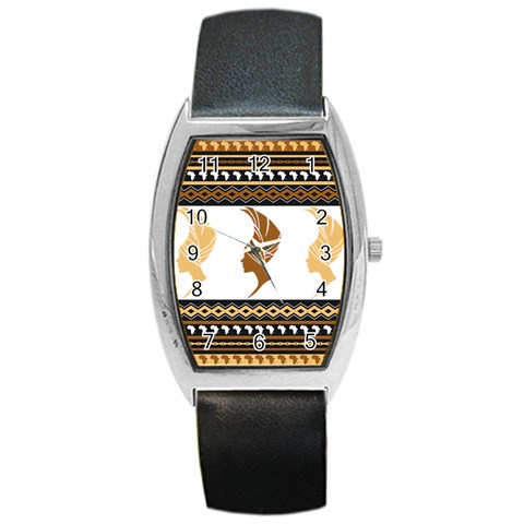 African Women Pattern Seamless Style Barrel Style Metal Watch from ArtsNow.com Front