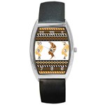 African Women Pattern Seamless Style Barrel Style Metal Watch