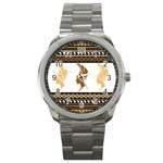 African Women Pattern Seamless Style Sport Metal Watch