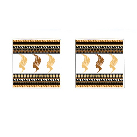 African Women Pattern Seamless Style Cufflinks (Square) from ArtsNow.com Front(Pair)