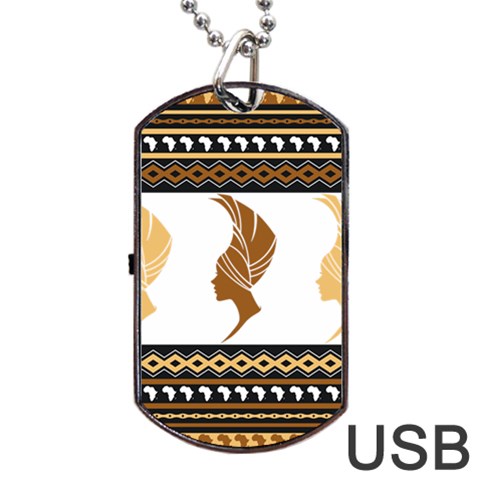 African Women Pattern Seamless Style Dog Tag USB Flash (One Side) from ArtsNow.com Front