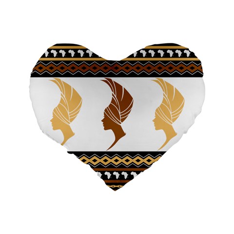 African Women Pattern Seamless Style Standard 16  Premium Flano Heart Shape Cushions from ArtsNow.com Back