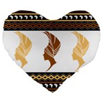 African Women Pattern Seamless Style Large 19  Premium Flano Heart Shape Cushions