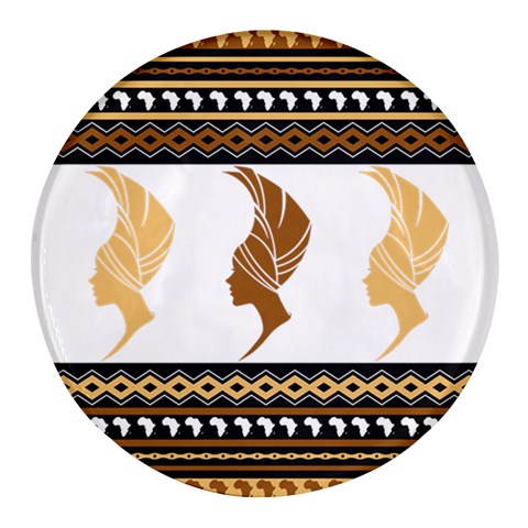 African Women Pattern Seamless Style Round Glass Fridge Magnet (4 pack) from ArtsNow.com Front