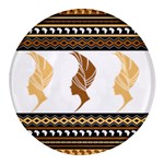 African Women Pattern Seamless Style Round Glass Fridge Magnet (4 pack)