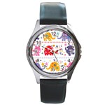 African Elephant Cute Cartoon Seamless Shading Cartoon Character Round Metal Watch