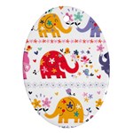 African Elephant Cute Cartoon Seamless Shading Cartoon Character Ornament (Oval)