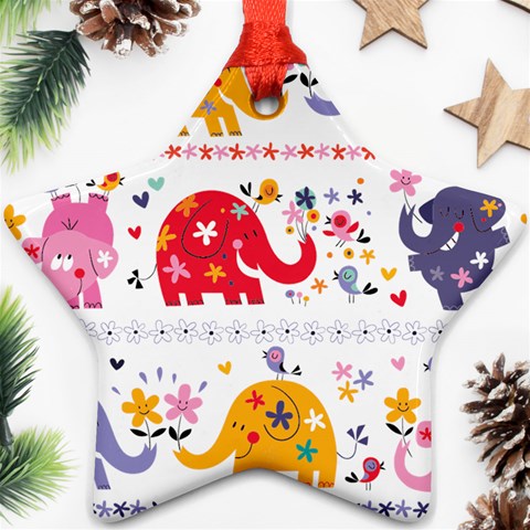 African Elephant Cute Cartoon Seamless Shading Cartoon Character Ornament (Star) from ArtsNow.com Front