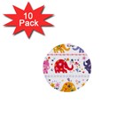 African Elephant Cute Cartoon Seamless Shading Cartoon Character 1  Mini Buttons (10 pack) 