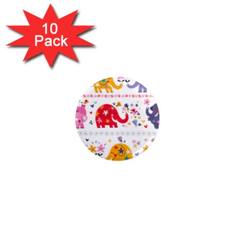 African Elephant Cute Cartoon Seamless Shading Cartoon Character 1  Mini Magnet (10 pack)  from ArtsNow.com Front