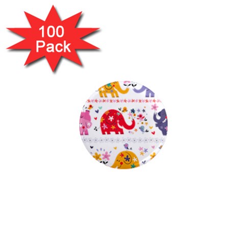 African Elephant Cute Cartoon Seamless Shading Cartoon Character 1  Mini Magnets (100 pack)  from ArtsNow.com Front