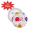 African Elephant Cute Cartoon Seamless Shading Cartoon Character 1.75  Buttons (10 pack)