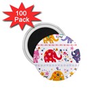 African Elephant Cute Cartoon Seamless Shading Cartoon Character 1.75  Magnets (100 pack) 