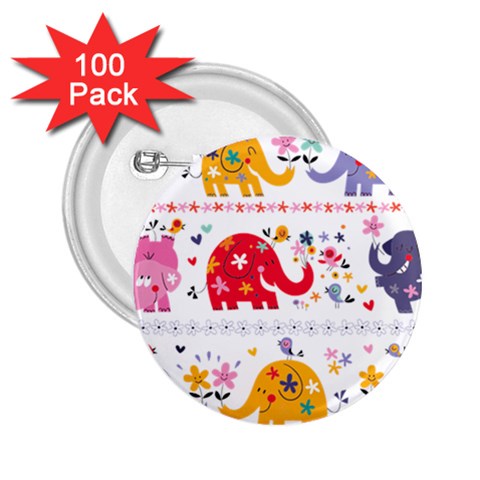 African Elephant Cute Cartoon Seamless Shading Cartoon Character 2.25  Buttons (100 pack)  from ArtsNow.com Front