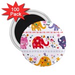 African Elephant Cute Cartoon Seamless Shading Cartoon Character 2.25  Magnets (100 pack) 