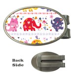 African Elephant Cute Cartoon Seamless Shading Cartoon Character Money Clips (Oval) 