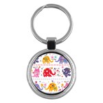 African Elephant Cute Cartoon Seamless Shading Cartoon Character Key Chain (Round)