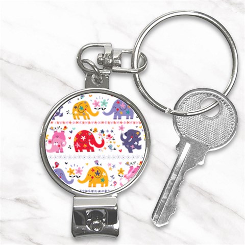 African Elephant Cute Cartoon Seamless Shading Cartoon Character Nail Clippers Key Chain from ArtsNow.com Front