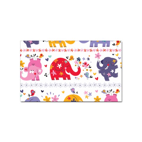 African Elephant Cute Cartoon Seamless Shading Cartoon Character Sticker (Rectangular) from ArtsNow.com Front