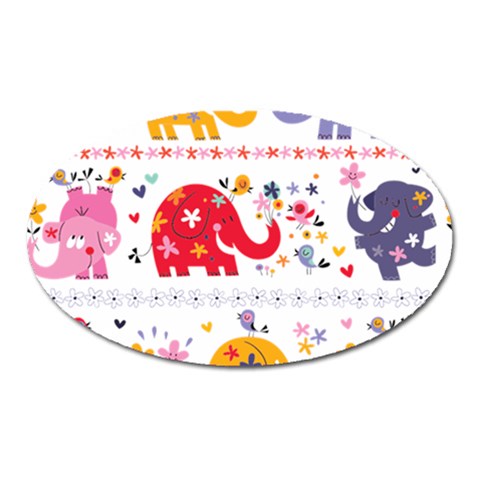 African Elephant Cute Cartoon Seamless Shading Cartoon Character Oval Magnet from ArtsNow.com Front