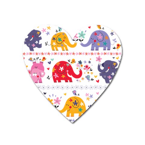 African Elephant Cute Cartoon Seamless Shading Cartoon Character Heart Magnet from ArtsNow.com Front