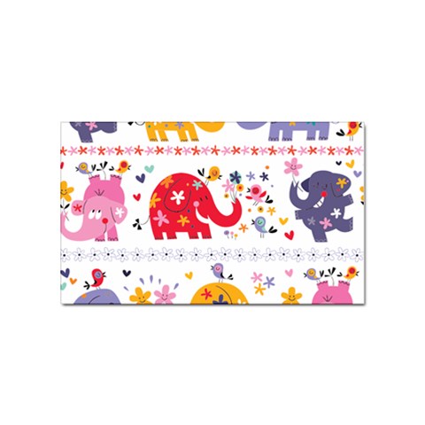 African Elephant Cute Cartoon Seamless Shading Cartoon Character Sticker Rectangular (100 pack) from ArtsNow.com Front