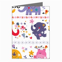 African Elephant Cute Cartoon Seamless Shading Cartoon Character Greeting Cards (Pkg of 8) from ArtsNow.com Left