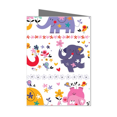 African Elephant Cute Cartoon Seamless Shading Cartoon Character Mini Greeting Cards (Pkg of 8) from ArtsNow.com Left