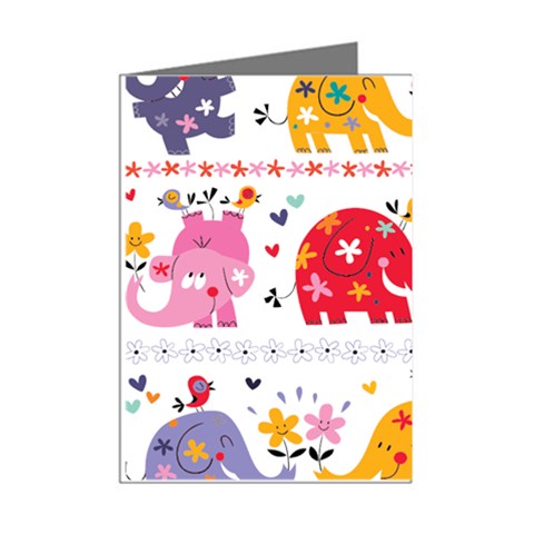 African Elephant Cute Cartoon Seamless Shading Cartoon Character Mini Greeting Cards (Pkg of 8) from ArtsNow.com Right