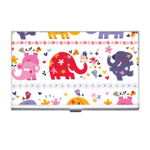 African Elephant Cute Cartoon Seamless Shading Cartoon Character Business Card Holder from ArtsNow.com Front