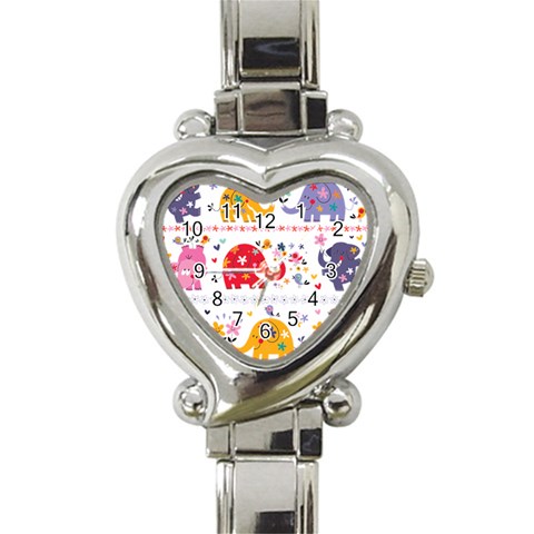 African Elephant Cute Cartoon Seamless Shading Cartoon Character Heart Italian Charm Watch from ArtsNow.com Front