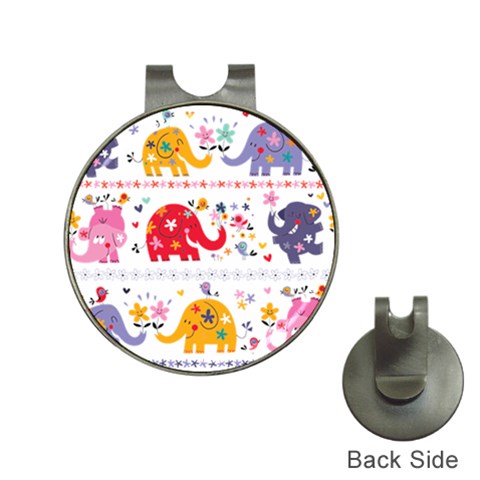 African Elephant Cute Cartoon Seamless Shading Cartoon Character Hat Clips with Golf Markers from ArtsNow.com Front