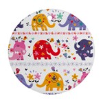 African Elephant Cute Cartoon Seamless Shading Cartoon Character Round Ornament (Two Sides)