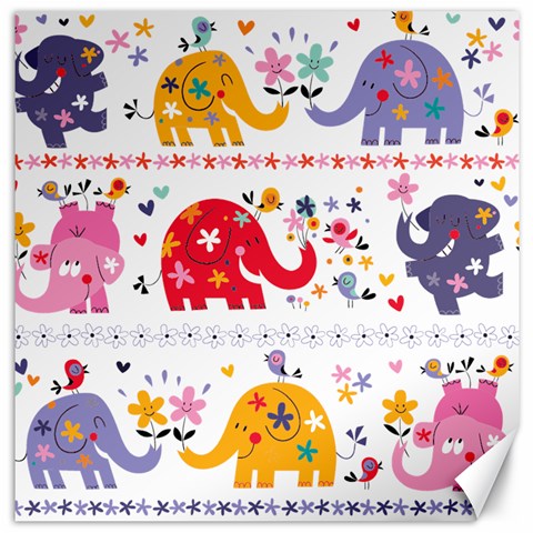 African Elephant Cute Cartoon Seamless Shading Cartoon Character Canvas 16  x 16  from ArtsNow.com 15.2 x15.41  Canvas - 1