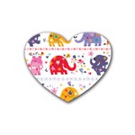 African Elephant Cute Cartoon Seamless Shading Cartoon Character Rubber Heart Coaster (4 pack)