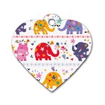 African Elephant Cute Cartoon Seamless Shading Cartoon Character Dog Tag Heart (One Side)