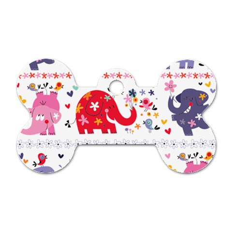 African Elephant Cute Cartoon Seamless Shading Cartoon Character Dog Tag Bone (Two Sides) from ArtsNow.com Front