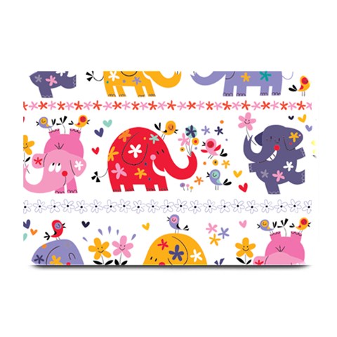 African Elephant Cute Cartoon Seamless Shading Cartoon Character Plate Mats from ArtsNow.com 18 x12  Plate Mat