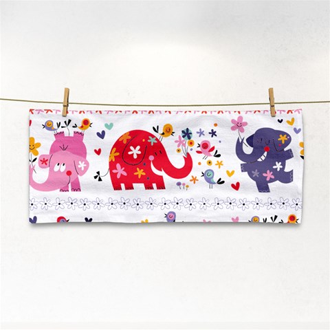 African Elephant Cute Cartoon Seamless Shading Cartoon Character Hand Towel from ArtsNow.com Front