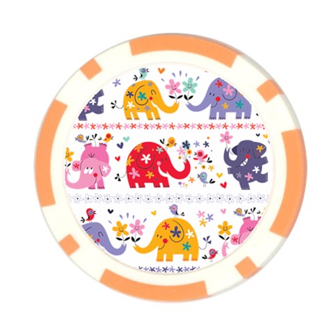 African Elephant Cute Cartoon Seamless Shading Cartoon Character Poker Chip Card Guard (10 pack) from ArtsNow.com Front