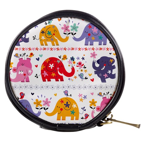 African Elephant Cute Cartoon Seamless Shading Cartoon Character Mini Makeup Bag from ArtsNow.com Front