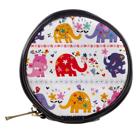 African Elephant Cute Cartoon Seamless Shading Cartoon Character Mini Makeup Bag from ArtsNow.com Back