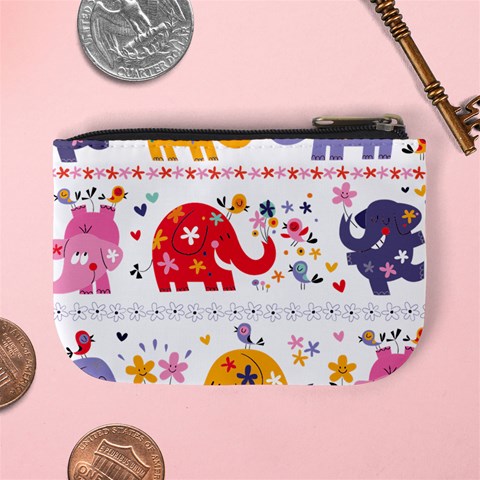 African Elephant Cute Cartoon Seamless Shading Cartoon Character Mini Coin Purse from ArtsNow.com Back