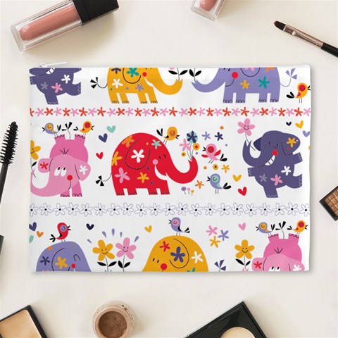 African Elephant Cute Cartoon Seamless Shading Cartoon Character Cosmetic Bag (XL) from ArtsNow.com Front