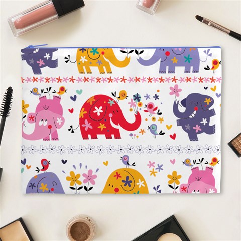 African Elephant Cute Cartoon Seamless Shading Cartoon Character Cosmetic Bag (XL) from ArtsNow.com Front